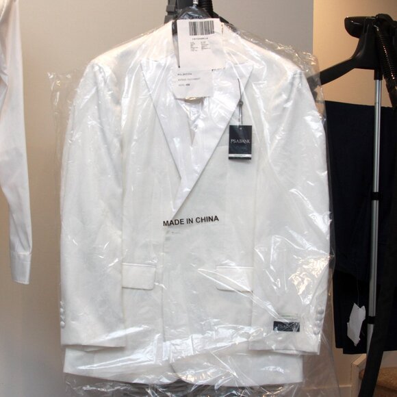 Jos A Bank Dinner Jacket Blazer 40R Tailored Fit Floral Jacquard White E01071 - Picture 4 of 7